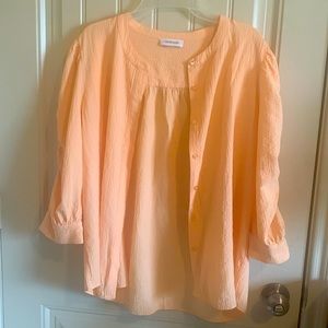 Calvin Klein button down top with detailed sleeve